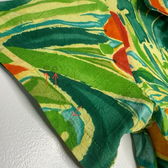 VINTAGE Jams World Hawaiian Floral Blouse Women’s XS Lily Vase Aloha Button Top - Picture 12 of 13
